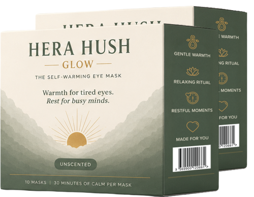 Hera Hush Glow Duo — two boxes of unscented self-warming eye masks (20 masks)