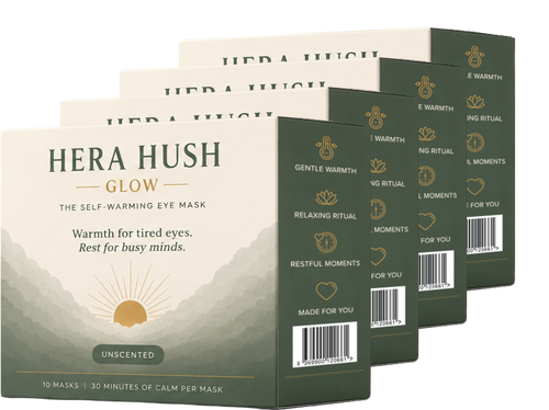Hera Hush Glow — four boxes of unscented self-warming eye masks (40 masks, best value)